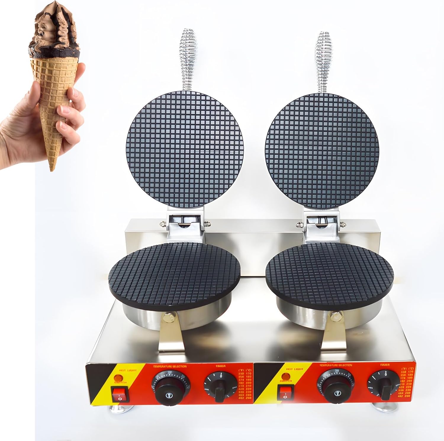 Waffle Cone Maker - 110V Commercial Double Station Ice Cream