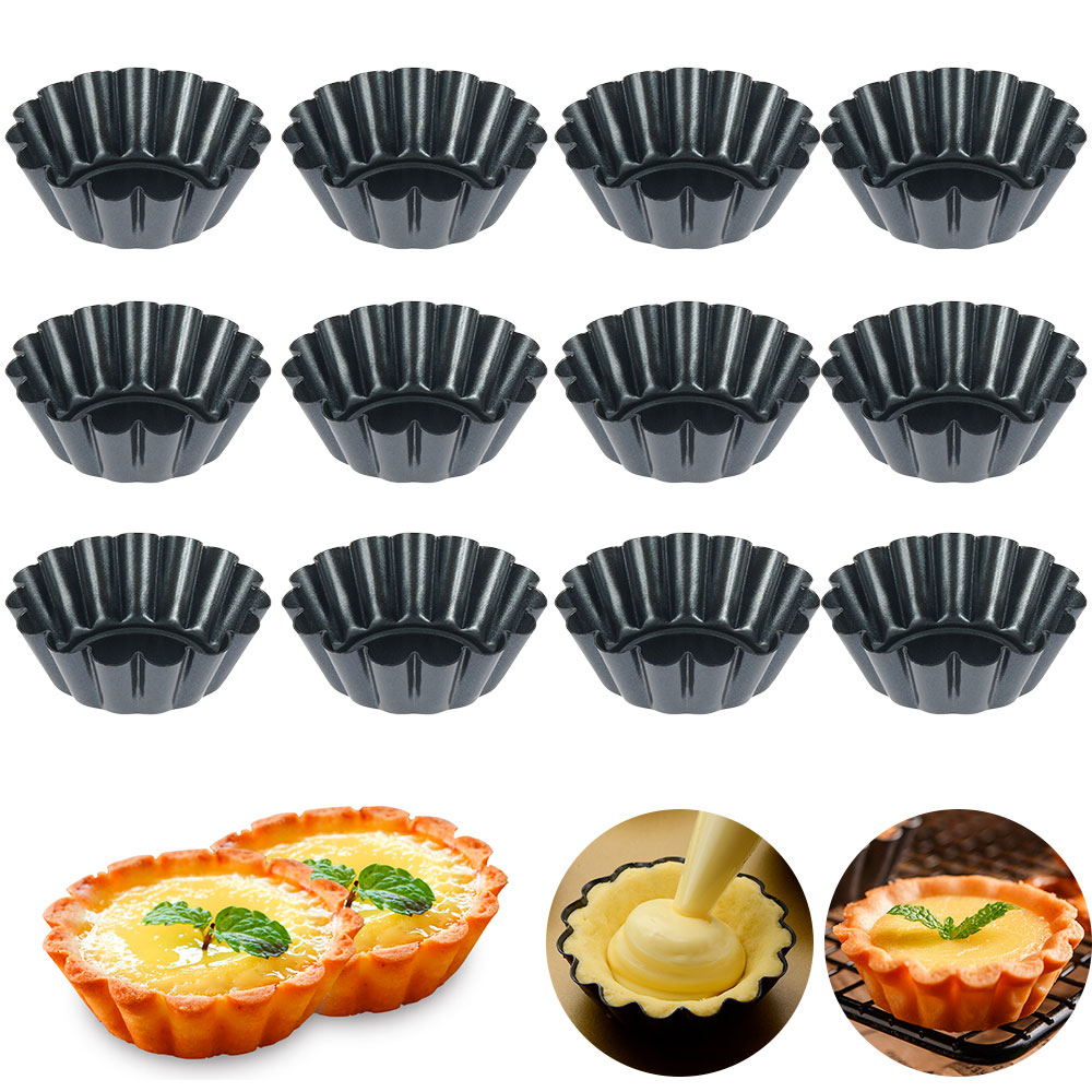 12Pcs Pan Mold Tart Quiche Fla - Egg Waffle Pan recensie en prijs