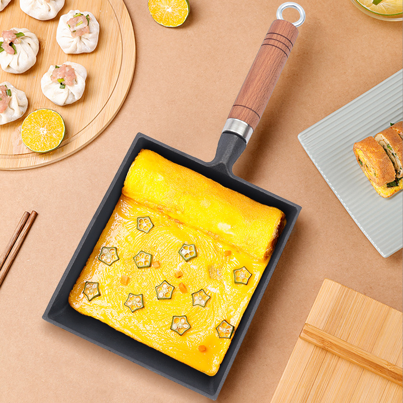 1PCS Egg Fry Pan Square Cast I - Cast Iron Corn recensie en prijs
