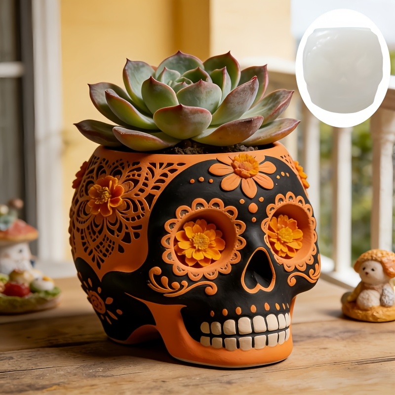Flower relief skull succulent  - Potsticker Mold recensie en prijs