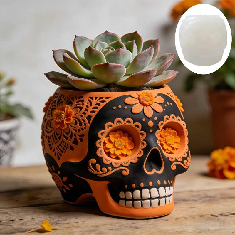 Flower relief skull succulent  - Potsticker Mold recensie en prijs