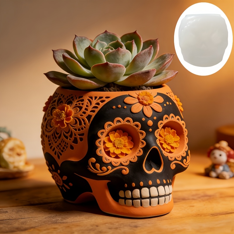 Flower relief skull succulent  - Potsticker Mold recensie en prijs
