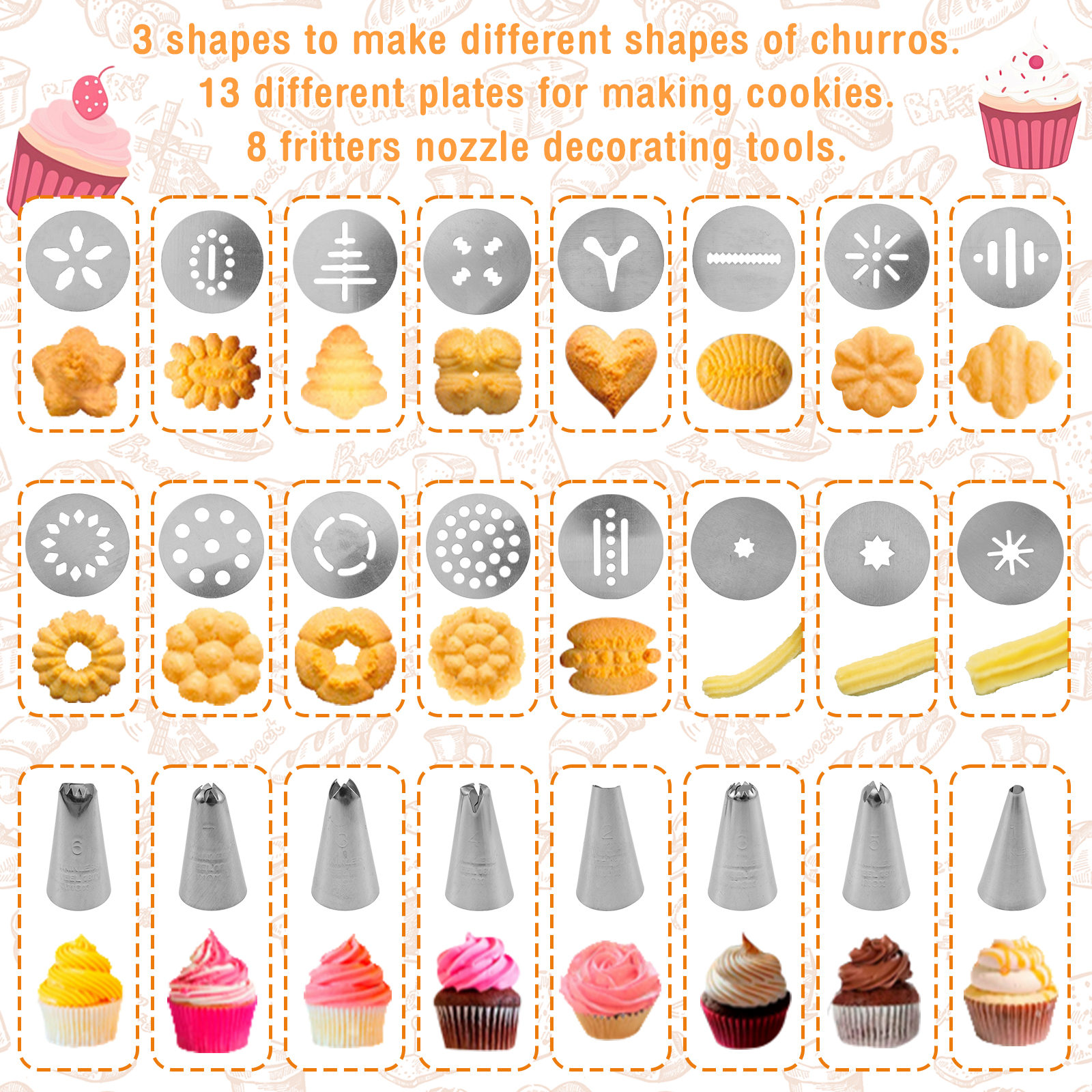Cookie Press Gun Tips Set Stai - Churros Maker Gun recensie en prijs