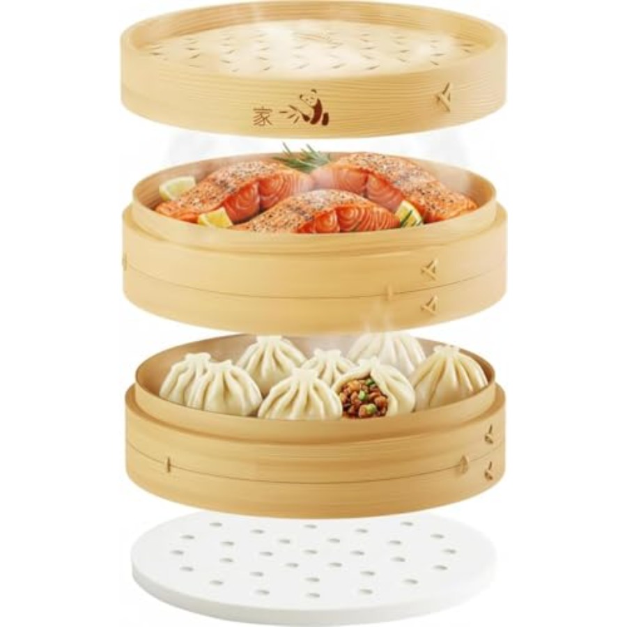 Bamboo Steamer Basket - 2-Tier - Bao Steamer Bamboo recensie en prijs