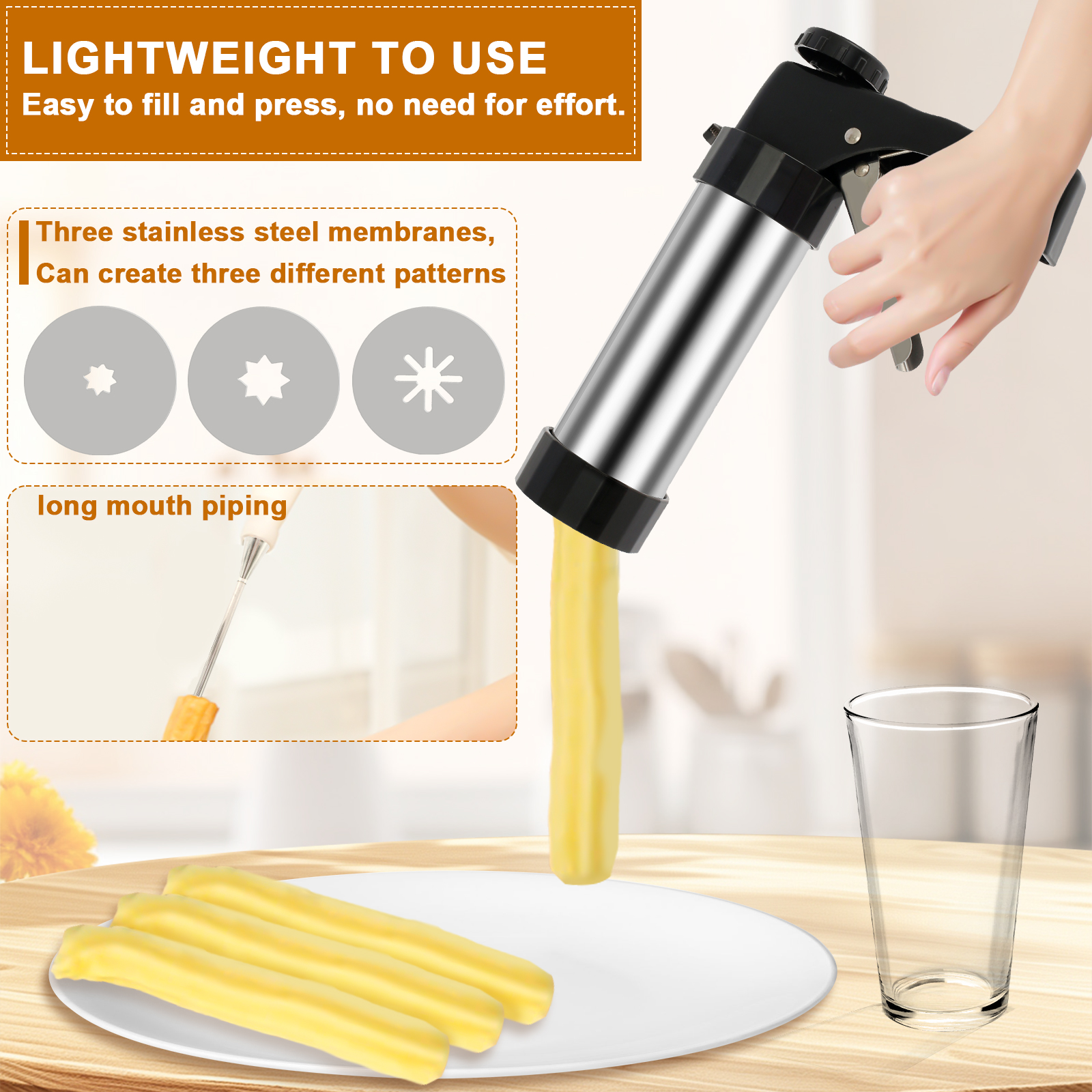 Cookie Press Gun Kit Stainless - Churros Maker Gun recensie en prijs